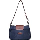 Hexagona Damen Garni Croûte Cuir de Vachette Paris Kollektion Diversite – Marineblau – aus Nylon – Crossbody kleine Tasche – Umhängetasche – Handtasche, Marine, Einheitsgröße
