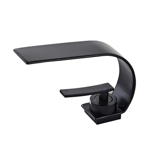 Robinet de bassin en cascade avec mitigeur carré noir LWX