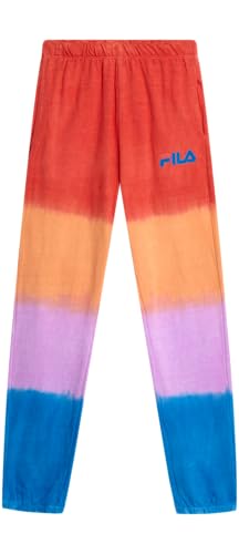Fila Girls Sweatpants - Soft Cotton Blended Sweatpants for Girls with Drawstring Waist and Pockets - Fashion Kids Joggers, Size 7-8, Multi Dip Dye