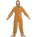 Adults Christmas Gingerbread Man Costume Hooded Jumpsuits Gingerbread Cosplay Costume One Piece for Women Men