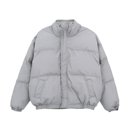 Image of Arnodefrance Men Puffer Jacket Winter Cotton Coat Zip Up Long Sleeve Jackets Stand Collar Baggy Coat
