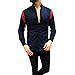 Pull Long Round Homme Solide Cou T-Shirt Couleur Manches Casual Bouton Chemisier Homme Chemise Noir Rouge, Marine #2., L