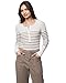 Splendid Women's Thermal Forever Stripe Henley, Pale Oak Heather/Soft Chocolate, Large