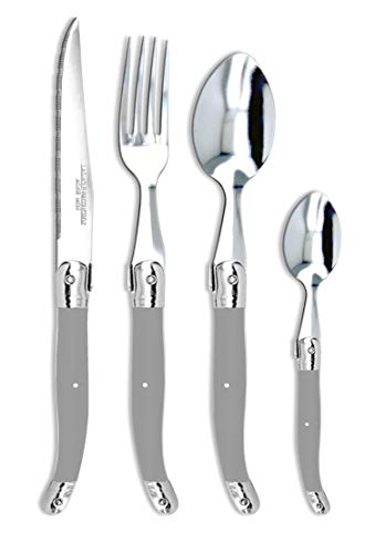 Laguiole Production - Ménagère 24 pièces - Set de Couverts de Table Acier INOX et ABS pour 6 Personnes - Présentation Coffret Cadeau - Couleur Noir nacré