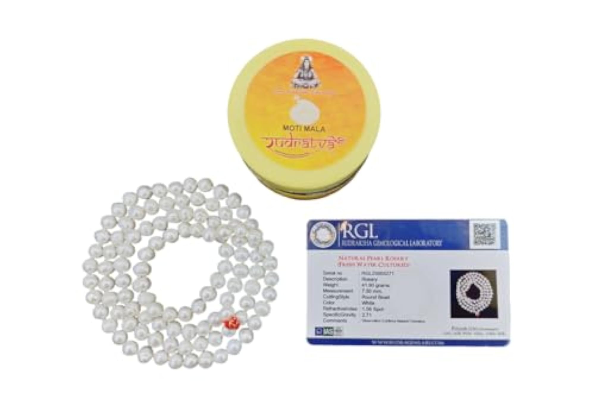 Natural White Freshwater Pearl 108+1 Beads Mala Necklace