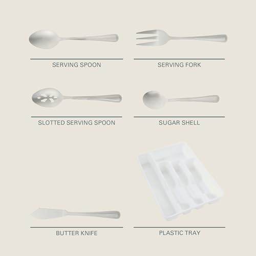 Image of Gibson Home Aston 45-Piece Stainless Steel Flatware Set with Tray and Serving Utensils - Silverware Service for 8