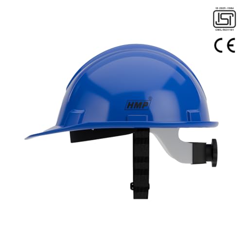 Image of HMP Industrial Construction Safety Helmet for Unisex | SIX Suspension with Ratchet Adjustment | ISI & EN Certified | Blue