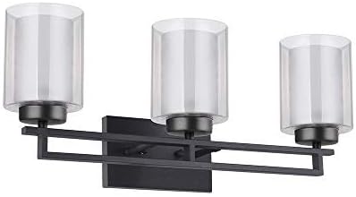 TENGXIN 3 Lights Lavatory Self-importance Wall Lamp with Glass Shade in Oil Rubbed Bronze,Up/Down Inside Wall Lamp,UL Listed