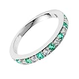 RDSGYZ Women Engagement Ring Platinum, Marriage Ring Size U 1/2 with Emerald 0.3ct and Diamond 0.23ct Anniversary Wedding Bands for Her