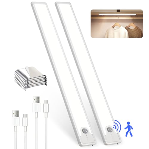 2-Count 16" SUNLINKCO Rechargeable Magnetic LED Under-Cabinet/Closet Lights w/ Dimmable Brightness (White, Motion Sensor/Hand Wave) - image 1