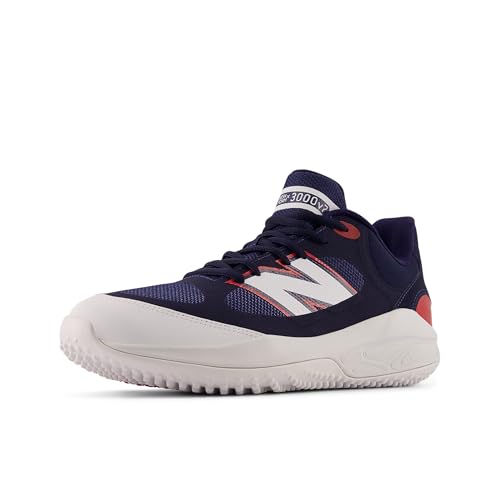 New Balance Men's Fresh Foam 3000 V7 Turf-Trainer Baseball Shoe, White/Team Red/Team Navy, 11