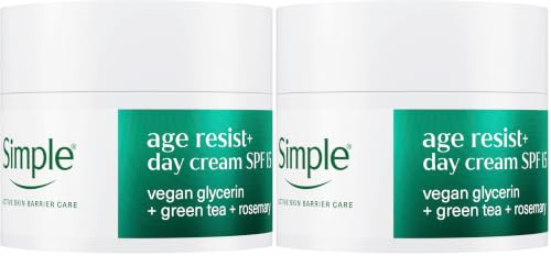 Image of Simple Age Resist+ Day Facial Moisturiser SPF 15, Anti-Ageing Face Cream Day Moisturiser that Helps Fight Premature Ageing, 50 ml (Pack of 2)