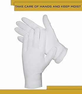 24 Pcs White Cotton Gloves| Cotton Gloves for Eczema| Cotton Gloves for Dry Hands| Moisturizing Gloves | Inspection Gloves| Coin Handling and Jewelry Inspection Gloves|