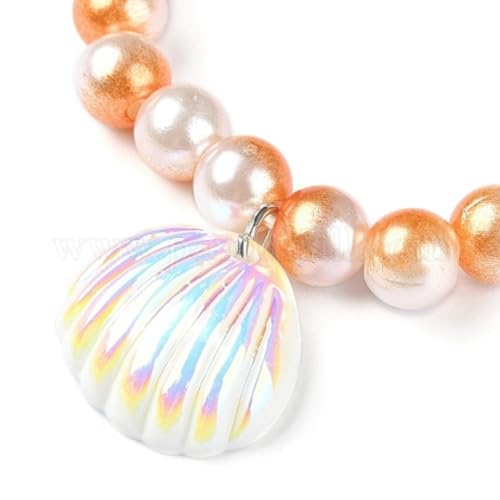 Image of FancyDressWale Mermaid Jewelry Kit Shell Necklace, Bracelet, Ring, Earrings, and Organza Bags - Perfect for Mermaid Party Costume Accessories. Cute Style, Plastic and Organza.