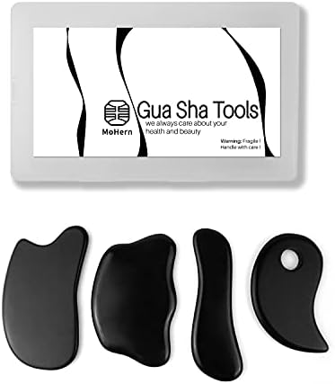 Gua Sha Facial Tools, 4 Pcs Guasha Tool for Face and Body, Gua Sha Stones Set, Bian Stone Massage Tools for IASTM/ASTYM by MoHern