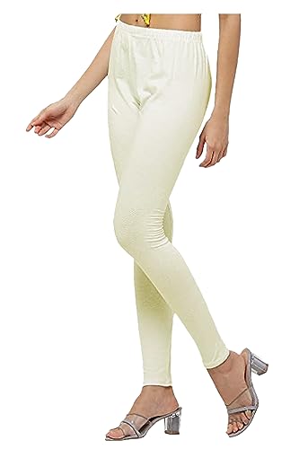 Image of H2 Women's Comfortable Cotton Blend Leggings - Ankle Length, Versatile (in, Alpha, 2XL, Regular, Cream)