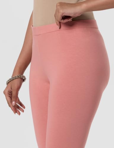 Image of W for Woman Women's Regular Fit High Rise Coral Cotton Jersey Tights