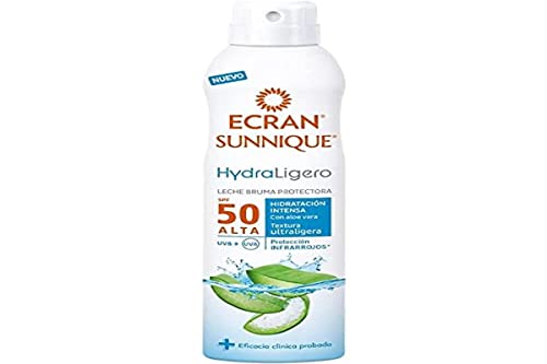 Ecran Sunnique Hydraligero - Leche Bruma Protectora SPF 50 con Aloe Vera, Hidratación Intensa - 250 ml Cover