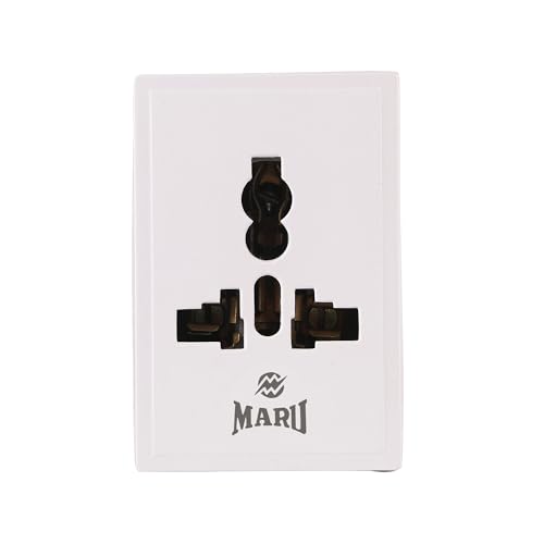 Image of MARU 3 pin Conversion Multi Plug Adaptor Converter 6A to 16A | Unbreakable 3 Pin Multiplug Adapter with 3 Power Outlets | Suitable for AC, Microwave, Geysers, EV, Travel (5amp to 15amp)