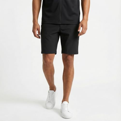 RSO Outfits Men?s Ottoman Fabric Co-ord Set | Oversized T-Shirt & Shorts | Smooth Soft Fabric, Casual Comfort Wear(Black, L)