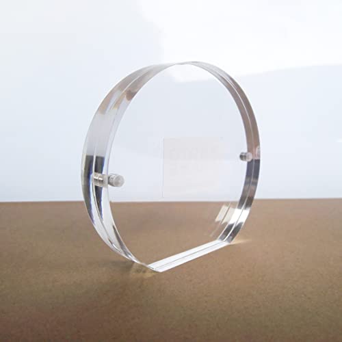 Acrylic Picture Frame,Magnetic Photo Block Frame, Clear Frameless Desktop Horizontal Display Double Sided,2X3" 8+8Mm Thickness,Half Round #TOP4