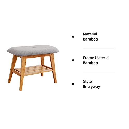 Sobibo Shoe Rack Bench, Bamboo Entryway Bench, Organizer With 2 Tier Storage, Simple Style, Good Load Bearing, Ideal For Entryway Hallway Living Room,(Nature,23.6'') #TOP5