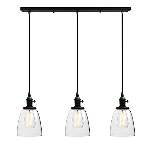Chandelier industriel en verre E27 suspension 3 lumières pour salon et chambre