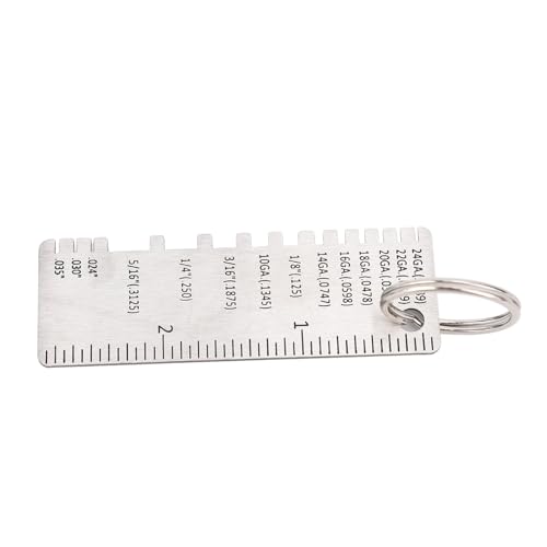 POCREATION calibrador metálico de chapa, herramienta portátil de acero inoxidable para medición de espesor de soldadura, regla para inspección de costuras de soldadura, paquete de 2, 72 x 25 x 1 mm miniatura 4