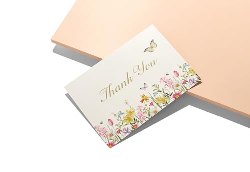 Image of Twigs Paper Spring Florals Thank You Cards, 12 Blank Note Cards