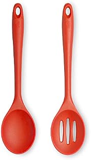 Zeal JSET6L Non-Stick Silicone Slotted Spoon & Cooks Spoon 2-Piece Set-Lime