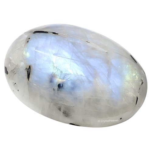 Image of Crystal Heaven Certified Rainbow Moonstone Palm Pebbles Stones for Anxiety Stress Relief Massage - AAA Grade Original Healing Gemstone Agate Palm Stone for Yoga Meditation Spiritual Reiki Feng Shui