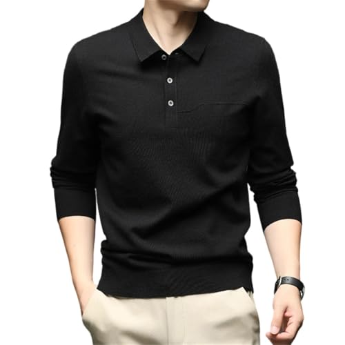 Men Retro Polo Casual Knitted Sweater Slim Fit Pullover Top Fall Winter