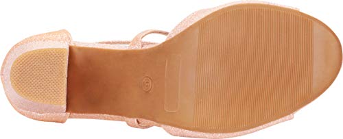 Cambridge Select Women's Open Toe Crisscross Strappy Chunky Block Mid Heel Sandal,7 B(M) US,Champagne Glitter - Image 4