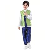 YEMYIQZ Boys Traditional Dolbok Korean Long Sleeve Shirt Top Vest Pants Suit Outfit Party Cosplay Costume (Green, XL)