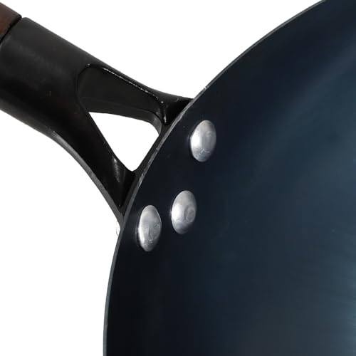 Sartén Wok de hierro fundido con mango de madera 32 cm miniatura 5