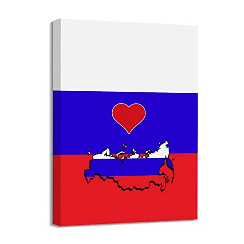 Cuadro en lienzo de la bandera de Rusia con bastidor de madera de calidad