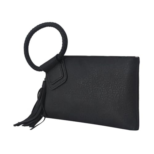 Image of NGIL Faux Leather Mini Wristlet Purse | Women's Handbag, Fashion Wristlet Wallet, Compact Everyday Purse with Fringe Tassel