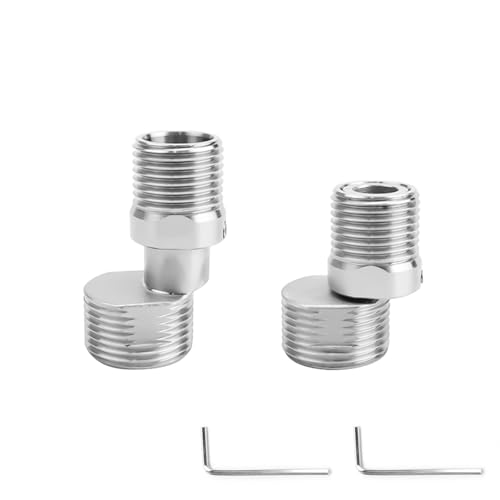 0XBIT 360 Degree Adjustable Angled Curved Foot, 2 Pieces Stainless Steel Faucet Angled Curved Foot, Shower Faucet Adapter