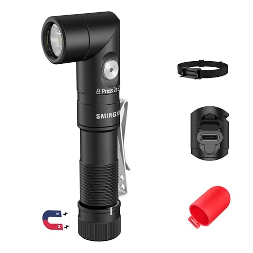 SMINGXI 1400 Lumens EDC Right Angle Flashlight Rechargeable Headlamp