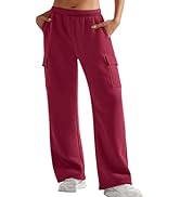 YEOREO Sweatpants Womens Cargo Pants Fleece Lined Wide Leg Joggers Baggy Drawstring Nairi Sweat P...