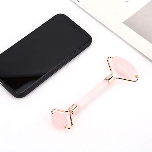 Natural Jade Roller For Face - Aging Wrinkles, Puffiness Facial Skin Massager Treatment Therapy - Premium Jade Stone, By Crystal Lemon (Rose Quartz) #TOP2