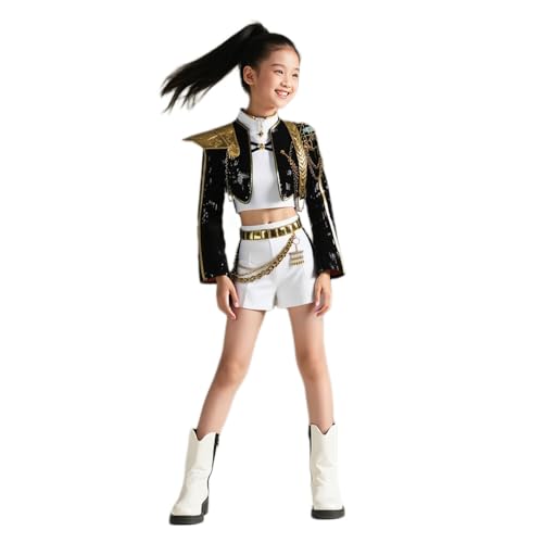 [BoLuKiaKia] K-POP ガールズ！デーモン・ハンターズ コスプレ衣装 子供 キッズ 女の子 ルミ ミラ ゾーイ 仮装 コスプレ Cosplay 魔女狩り団 ダンス 韓国 ヒップホップ 可愛い 日常 変装 演出服 文化祭 学園祭 ハロウィン クリスマス 誕生日 レディース 豪華版セット 黑+金