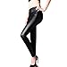 Weigou Women Leggings Winter Warm Thick velvet Faux leather Leggings Slim Trousers (S, Black)