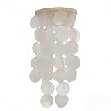 MIJOMA Capiz Mobile weiß – Handgefertigte Hängedeko aus Muscheln – Boho Wohnaccessoire für Innen & Außen – Natürliches Windspiel aus Indonesien – Ø 14,5 cm, Höhe 36 cm