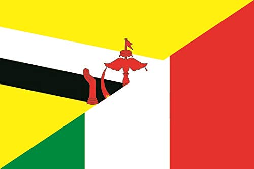 Drapeau Brunei-Italie 150 x 250 cm U24 pour grands événements et décoration extérieure