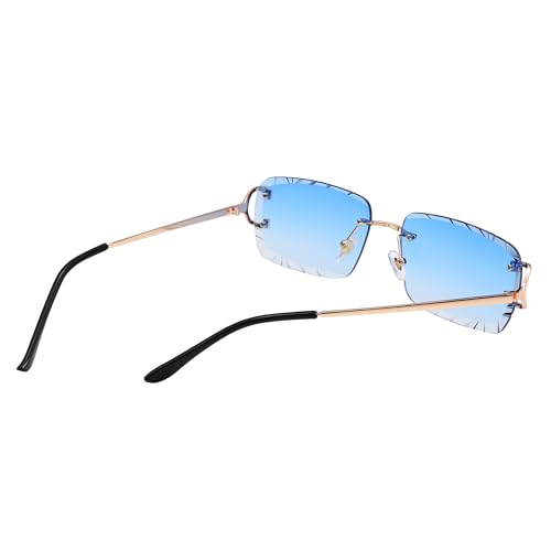 Image of Hycredi Rimless Rectangle Sunglasses for Men /Women- Frameless Square Trendy Shade - Diamond Cutting Eyewear