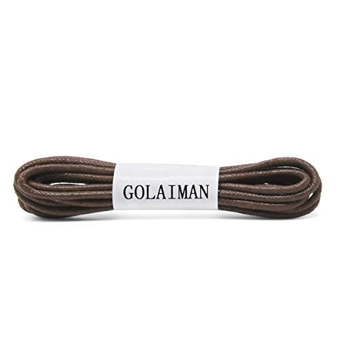 GOLAIMAN Waxed Dress Shoe Laces - Round Oxfords Shoelaces Leather Shoe Lace For Men Women - 28inch DK Brown