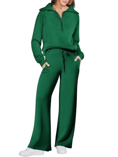 Survêtement deux pièces pour femme sweat à revers et pantalon large avec poches