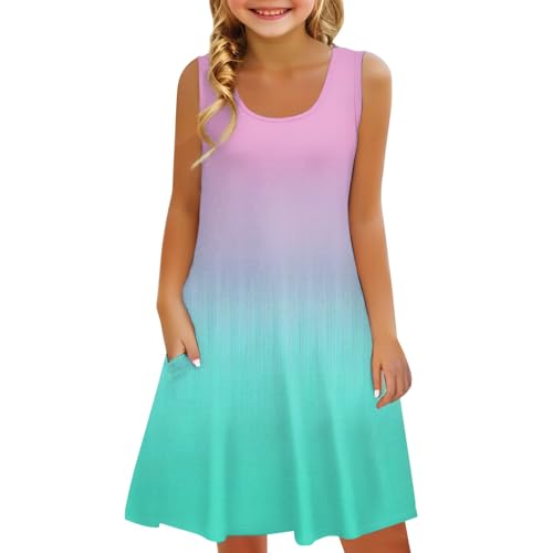 Summer Sleeveless Crew Neck Midi Dresses Casual Loose Fitted Tank Sundress ANK Swing Midi Beach Dresseswith Pockets