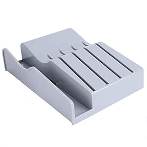 Kunststof lademeshouder, messenblok met snijplankrek 4 messenhouderorganizer voor aanrechtladekast grijs, 21x14x5cm